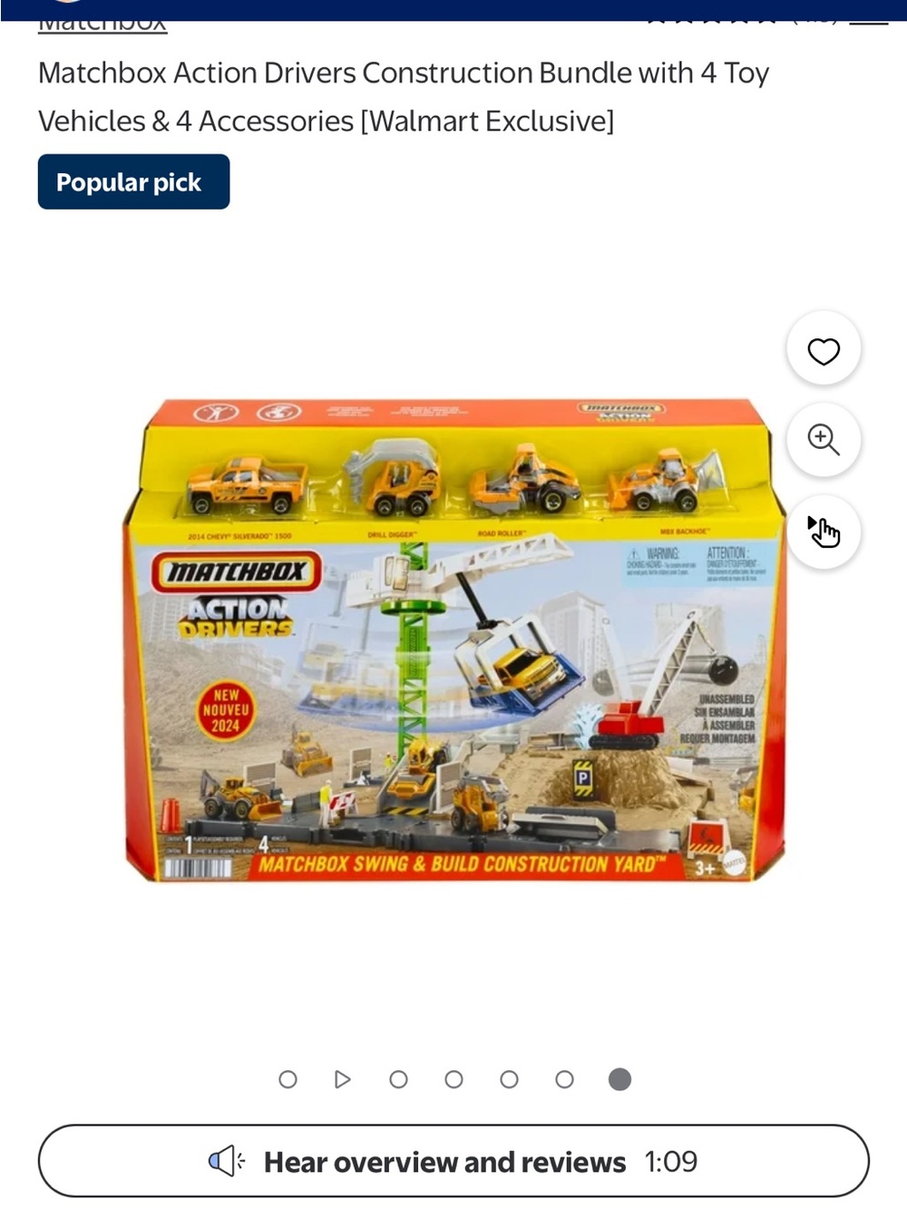 Match Action Drivers Construction Vehicle Playset - Yellow & Orange